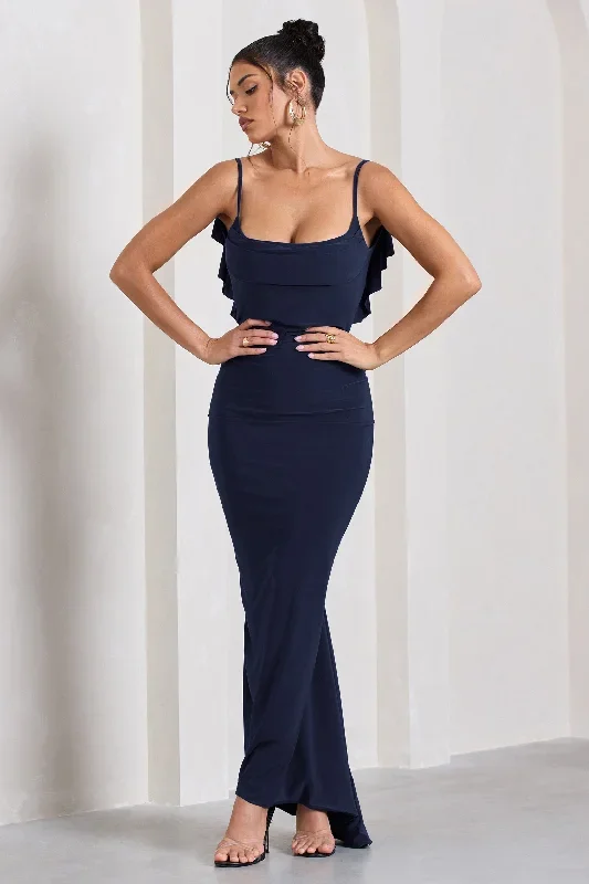 flute-navy-bodycon-maxi-dress-with-ruched-ruffled-back-cl128443015