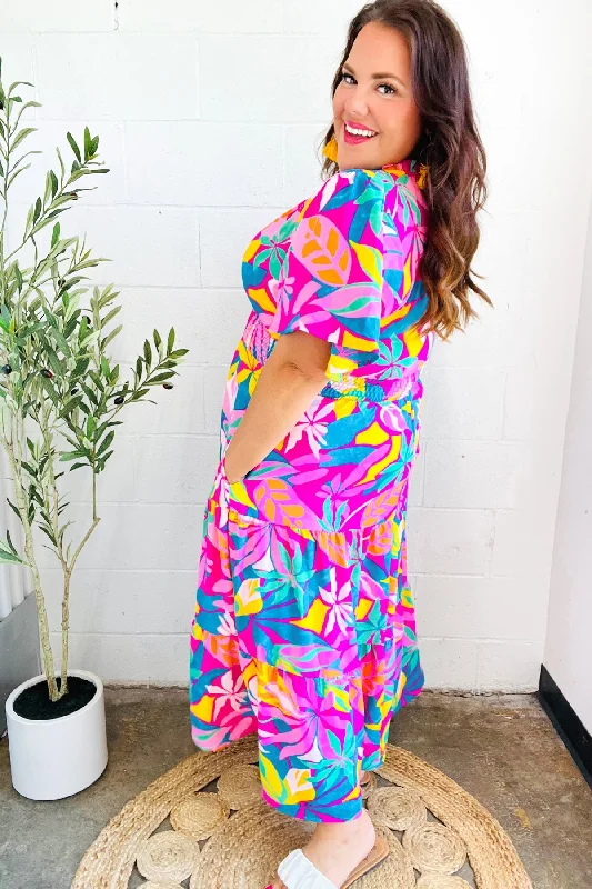 fuchsia-tropical-floral-smocked-waist-maxi-dress