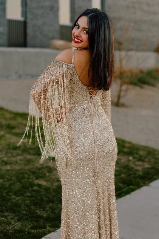 gold-off-the-shoulder-straps-long-sleeves-tassels-sequins-long-prom-dress