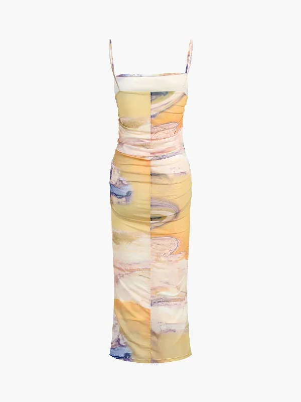 granite-tie-dye-mesh-ruched-midi-dress