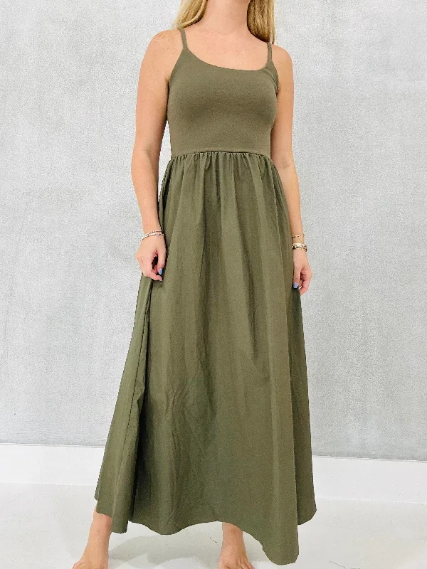 Gravel Roads Midi Dress - Olive