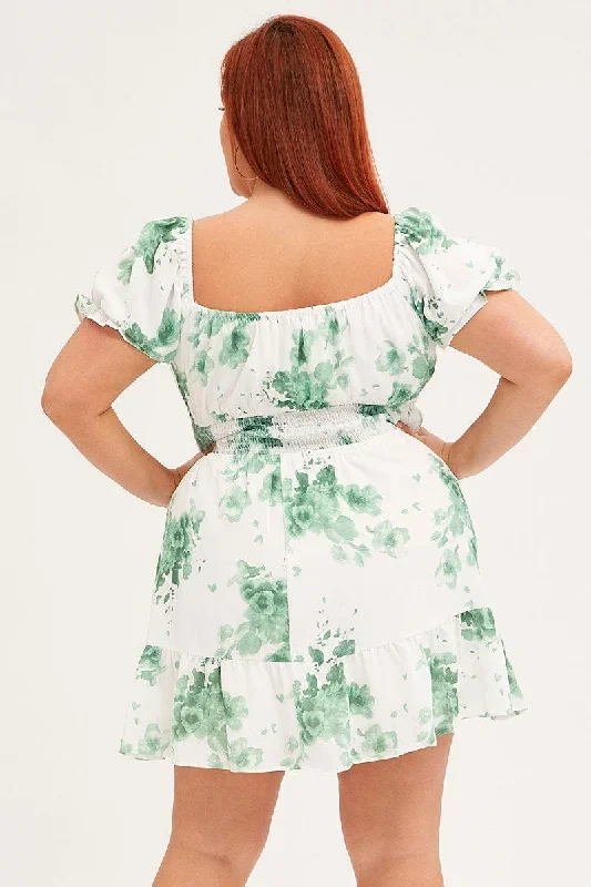 green-mini-dress-puff-sleeve-gather-detail-ced9007-33a-2