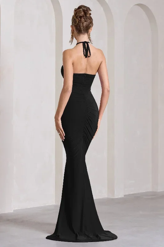 holly-black-ruched-halter-neck-split-fishtail-maxi-dress-cl132041002