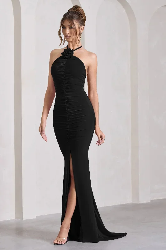 holly-black-ruched-halter-neck-split-fishtail-maxi-dress-cl132041002