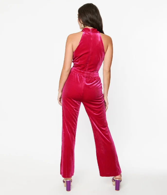 hot-pink-velvet-halter-jumpsuit