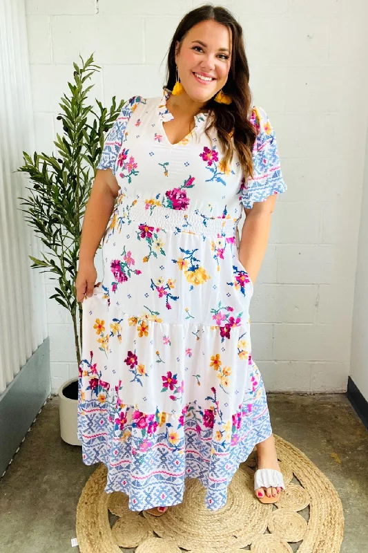 ivory-blue-floral-border-print-smocked-waist-maxi-dress