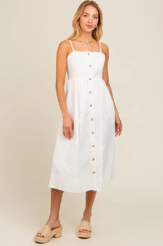 ivory-sleeveless-button-down-maternity-midi-dress