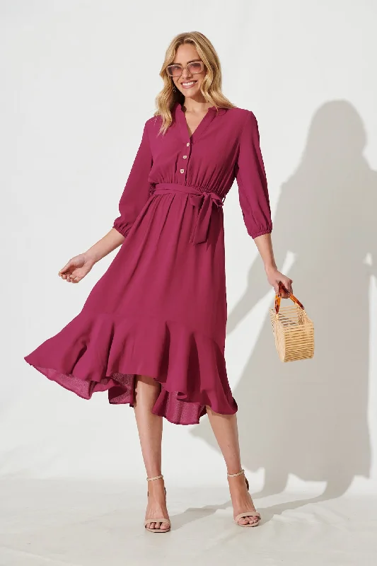 Jemimah Midi Dress In Magenta