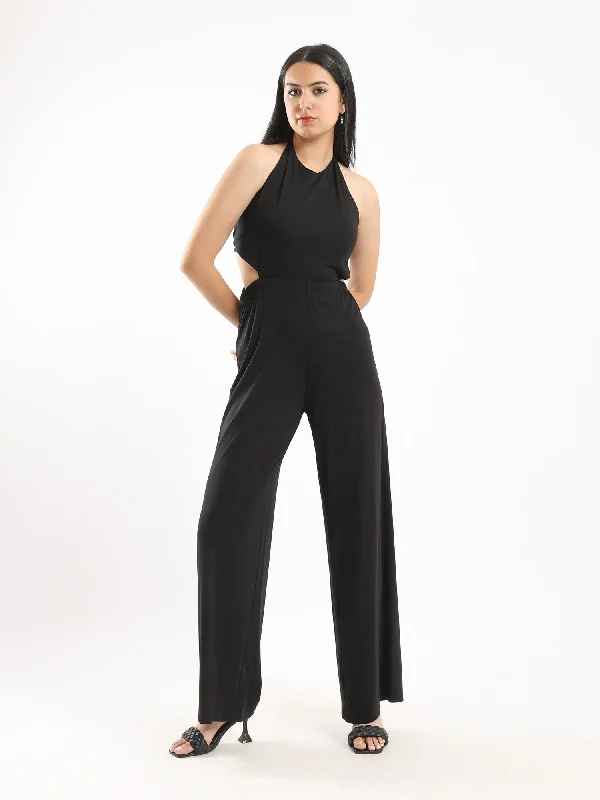 Jumpsuit - Back Lace-up - Straight Leg