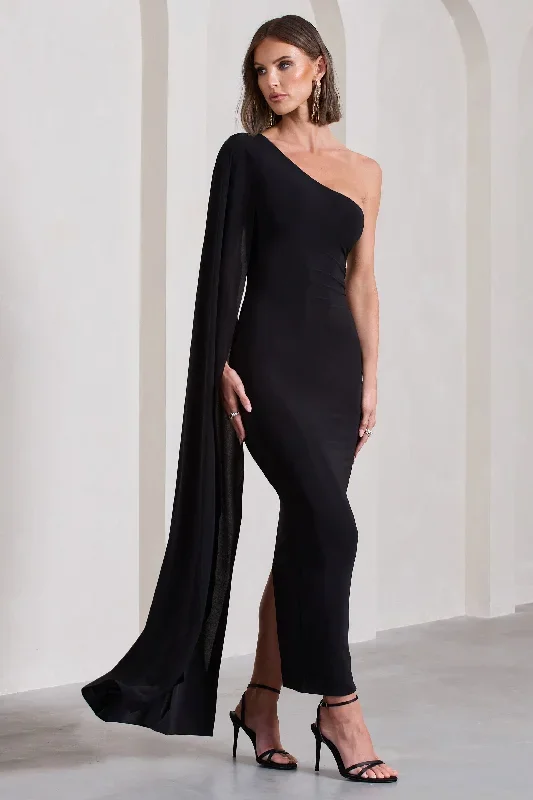 kamila-black-asymmetric-open-back-maxi-dress-with-cape-sleeve-cl133113002