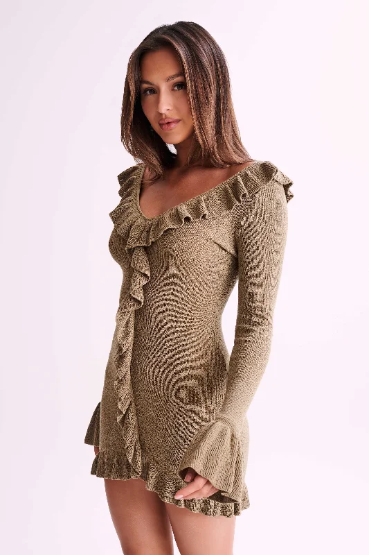 karolina-knit-mini-dress-with-frill-olive