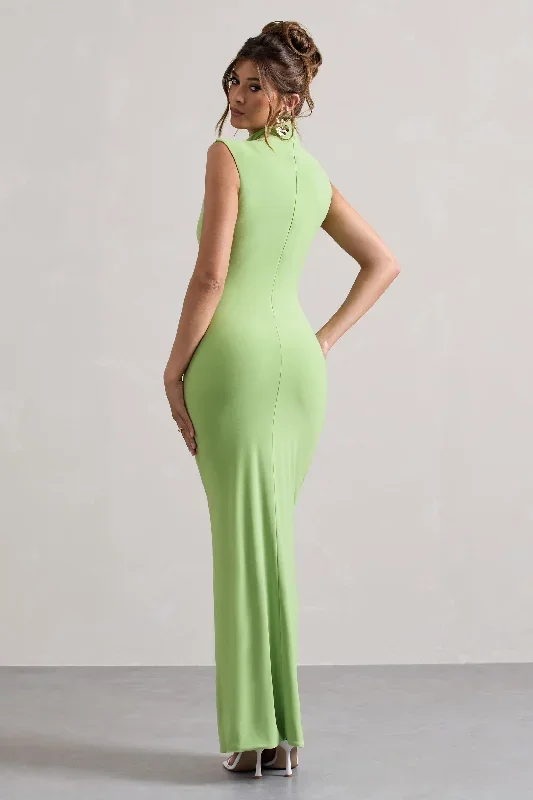 lanetta-light-green-ruched-high-neck-maxi-dress-with-split-cl132239167