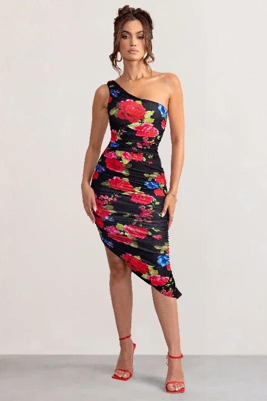 late-night-black-floral-print-asymmetric-ruched-one-shoulder-midi-dress-cl126680130