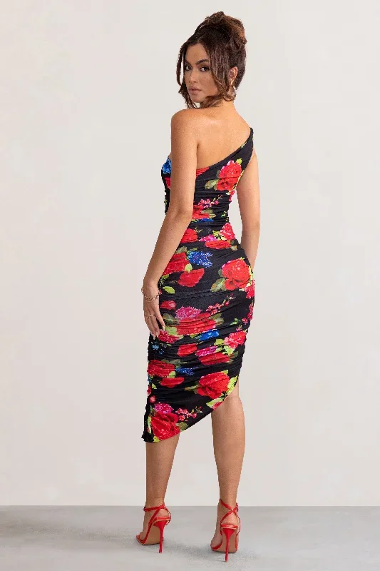 late-night-black-floral-print-asymmetric-ruched-one-shoulder-midi-dress-cl126680130