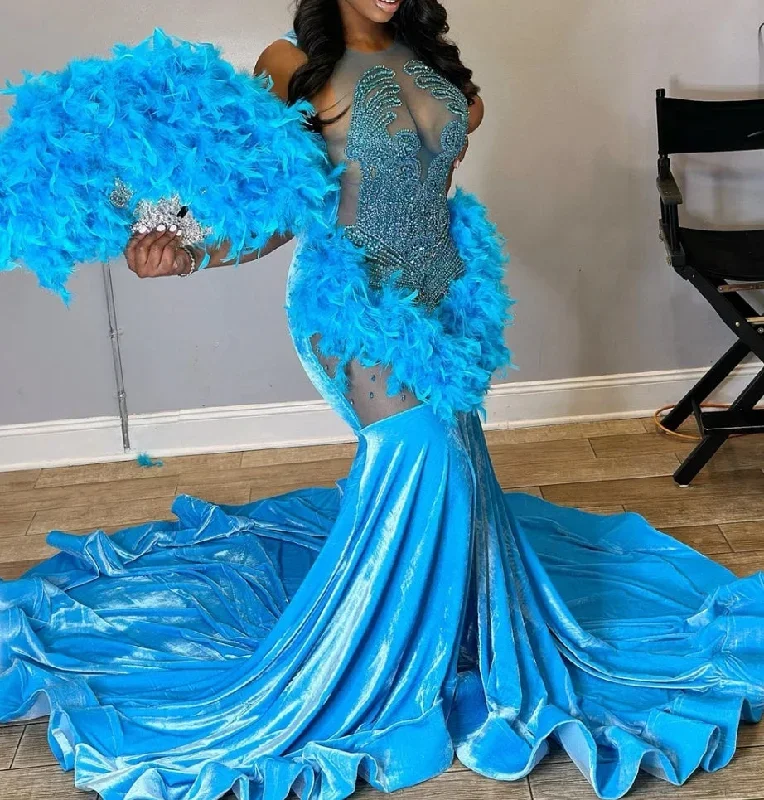 legend-blue-velvet-feathers-mermaid-golden-crystal-beading-prom-dresses-luxury-designer-party-black-girls-bespoke-robe-de-bal-1