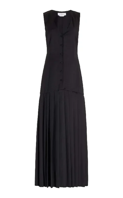 Leone Vest Dress in Black Virgin Wool