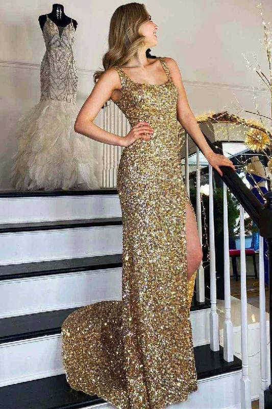 long-gold-square-neck-prom-dress-with-high-slit