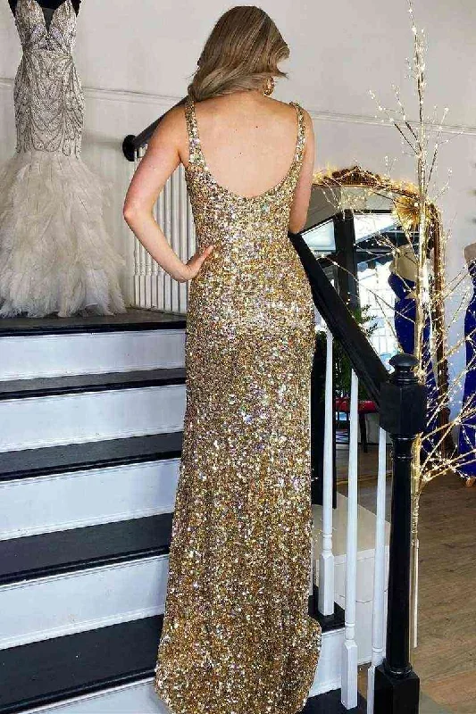 long-gold-square-neck-prom-dress-with-high-slit