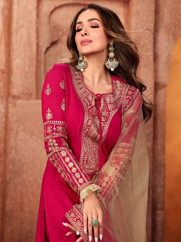 malaika-arora-style-magenta-gold-embroidered-kurta-suit