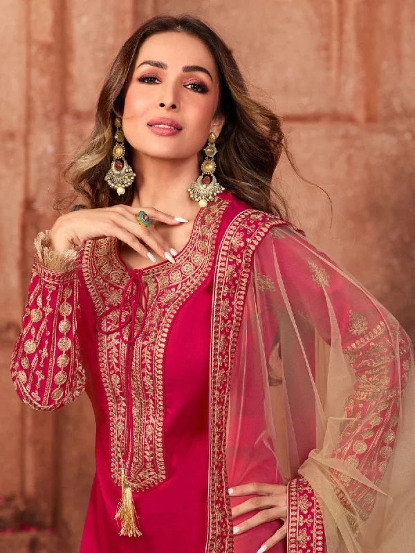 malaika-arora-style-magenta-gold-embroidered-kurta-suit