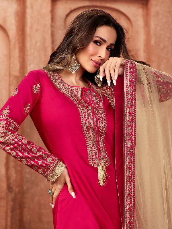 malaika-arora-style-magenta-gold-embroidered-kurta-suit