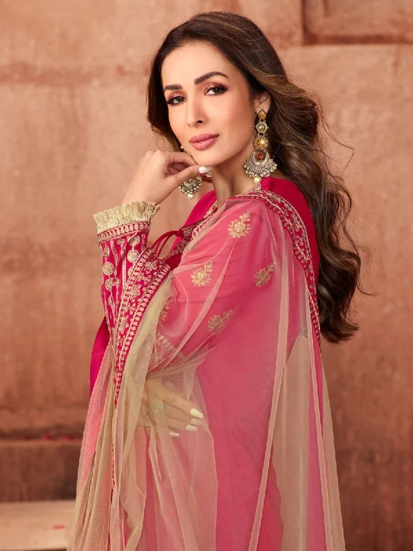 malaika-arora-style-magenta-gold-embroidered-kurta-suit