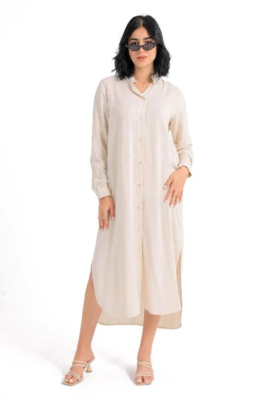 Mandarin Collar Shirt Dress