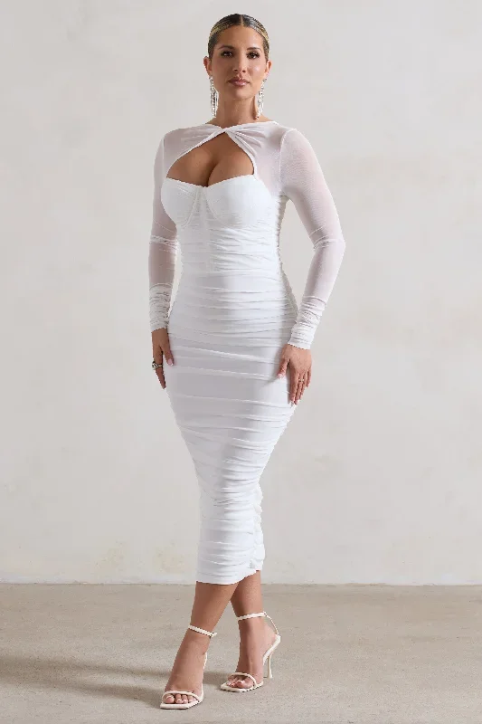 mojito-white-ruched-cut-out-long-sleeve-midi-dress-cl132313005