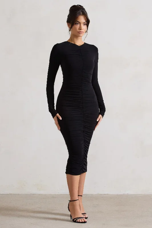 monique-black-ruched-bodycon-midi-dress-cl131047002