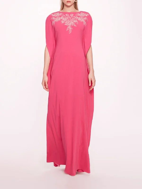 Embroidered Crepe Kaftan