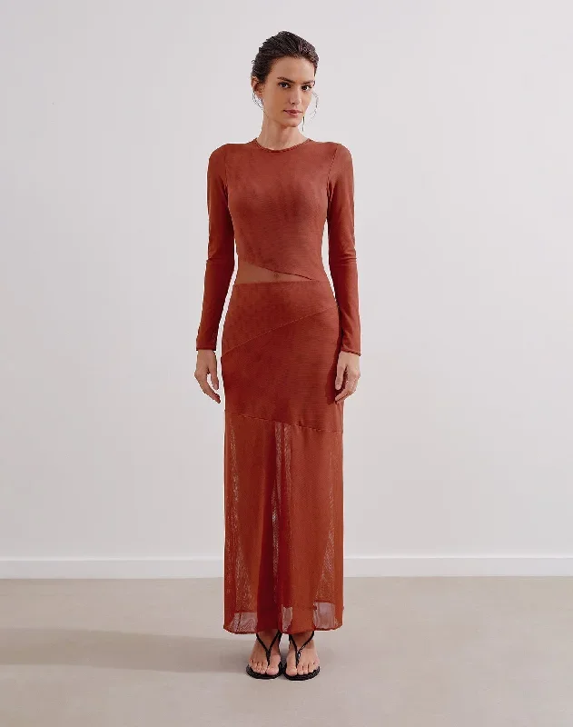 Nora Long Dress - Brick