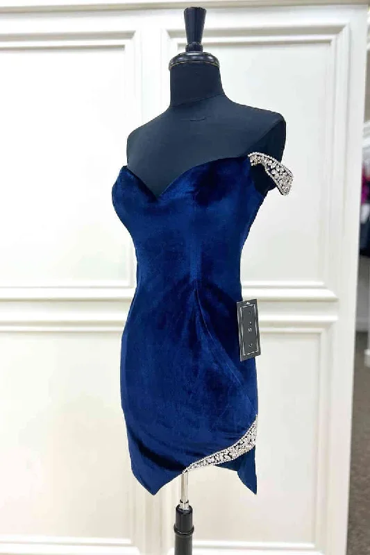 off-the-shoulder-beaded-navy-velvet-tight-homecoming-dress