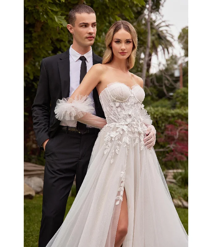 off-white-floral-strapless-bridal-gown-with-gloves