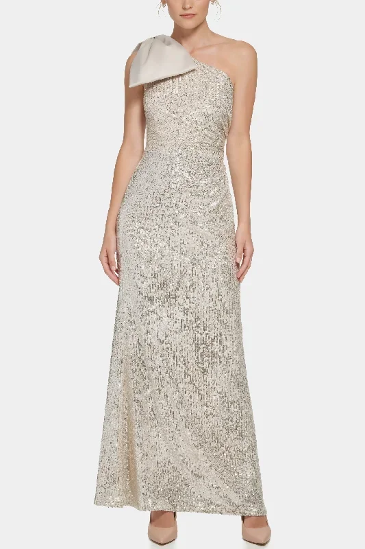 One Shoulder Sequin Gown