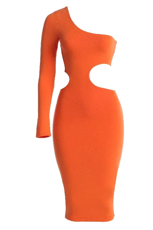 Orange Yours Truly Midi Dress