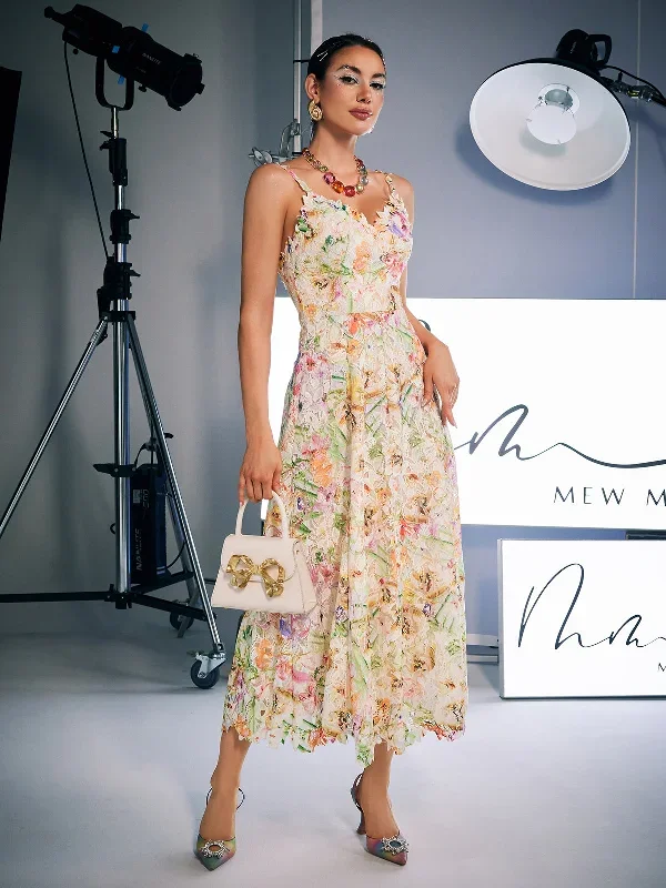 Ornan Floral Embroidered Midi Dress