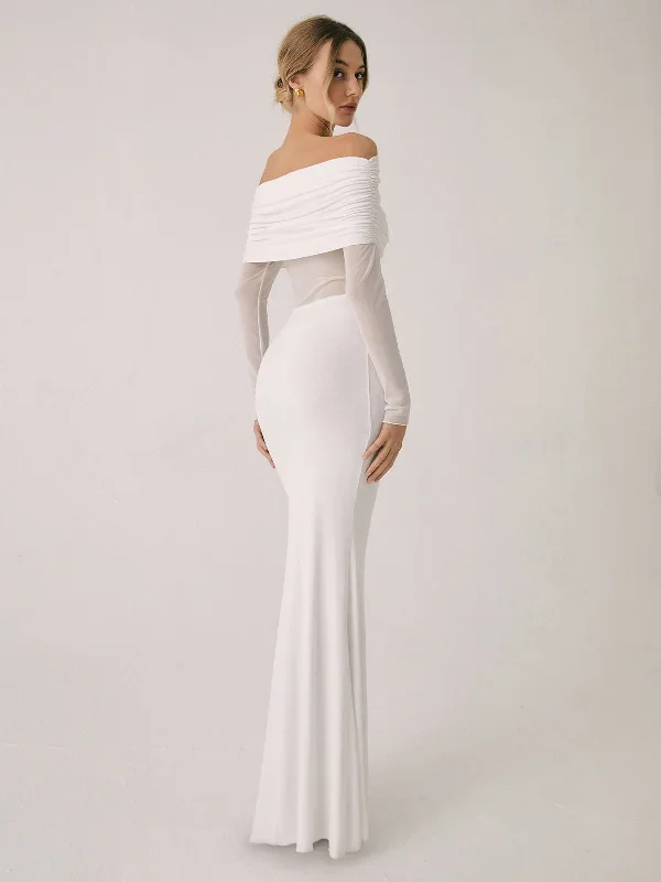 overfold-off-shoulder-mesh-long-sleeve-long-dress