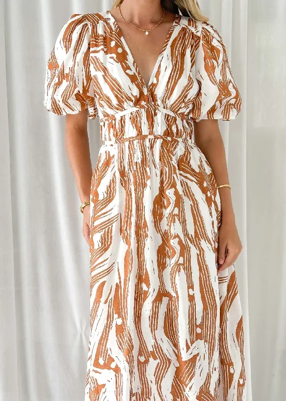 pikora-midi-dress-tan-abstract