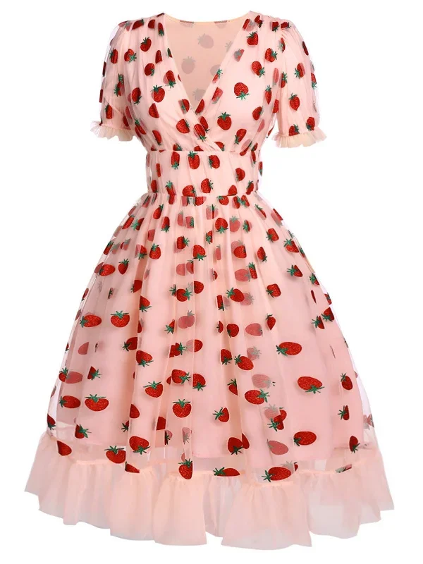 pink-1950s-lace-strawberry-swing-dress