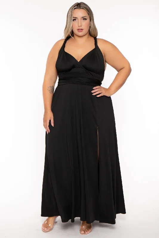 Plus Size Infinity Multi Way  Maxi Dress - Black