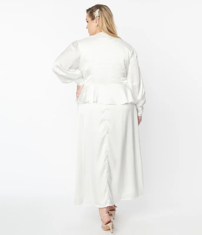 plus-size-ivory-long-sleeve-blouse-midi-skirt-bridal-set