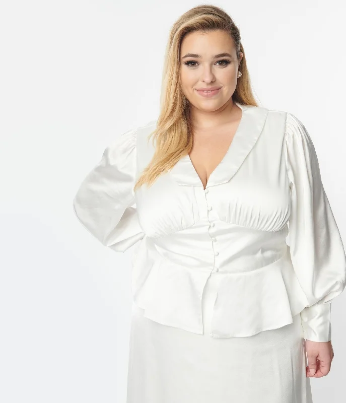 plus-size-ivory-long-sleeve-blouse-midi-skirt-bridal-set