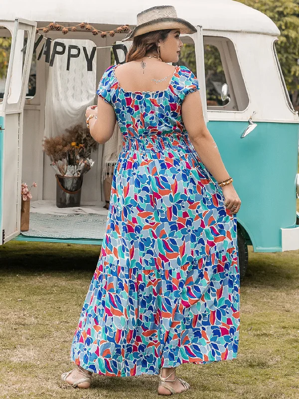 plus-size-printed-cap-sleeve-dress