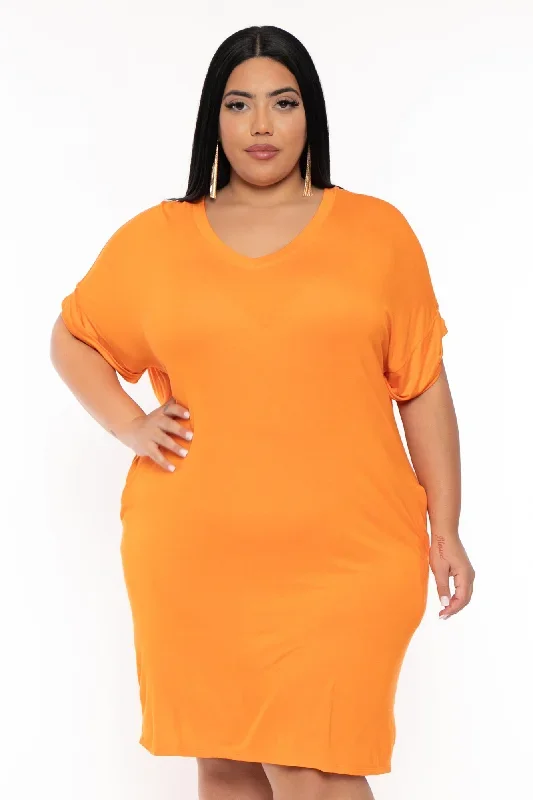 Plus Size Shane  T-Shirt Dress - Orange