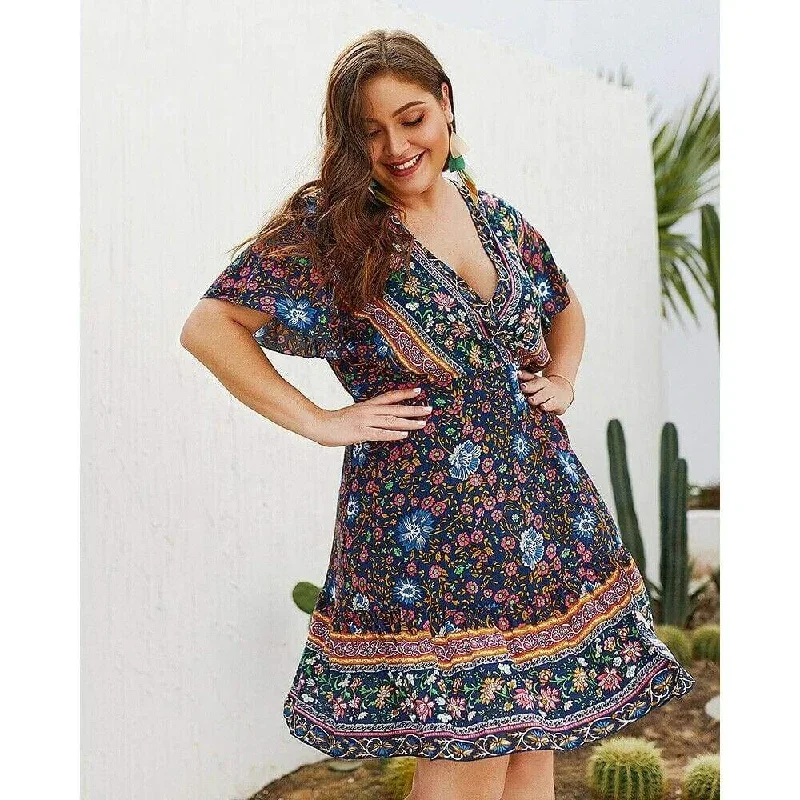 plus-size-women-short-sleeve-wrap-boho-floral-mini-dress-fashion-ladies-summer-sundress