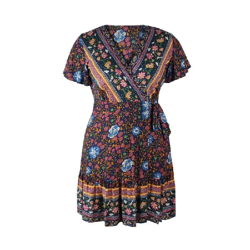 plus-size-women-short-sleeve-wrap-boho-floral-mini-dress-fashion-ladies-summer-sundress