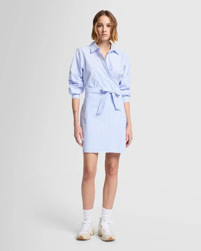 Poplin Shirt Dress in Striped