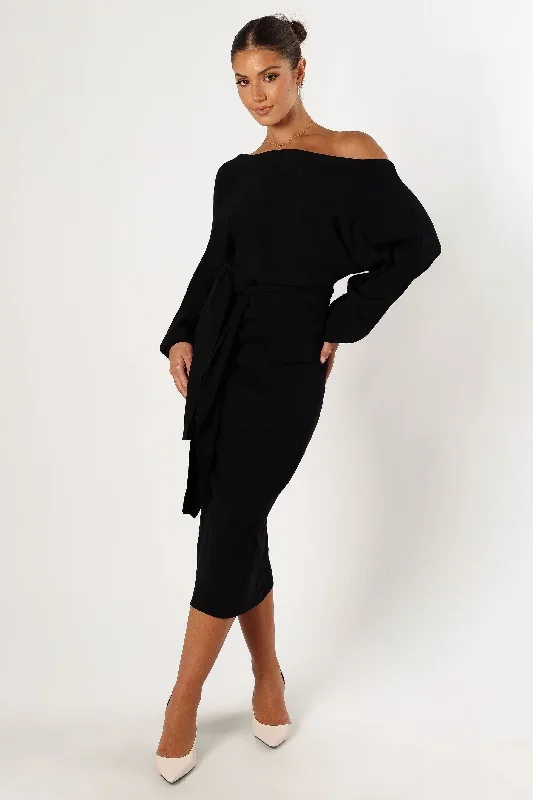 prancer-off-shoulder-midi-dress-black