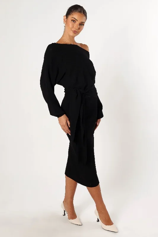 prancer-off-shoulder-midi-dress-black