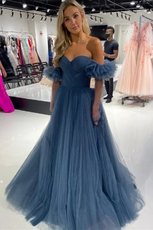 princess-navy-blue-tulle-off-the-shoulder-long-prom-dress